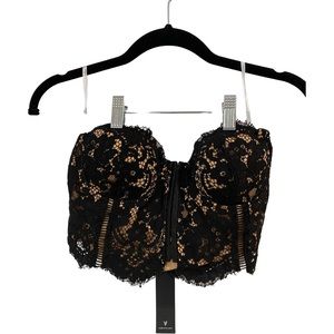 NWT black lace bustier crop top